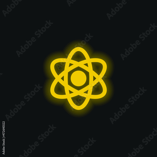 Atom yellow glowing neon icon