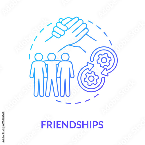 Friendships participation blue gradient concept icon. Social participation. Relations type, communication in group abstract idea thin line illustration. Vector isolated outline color drawing