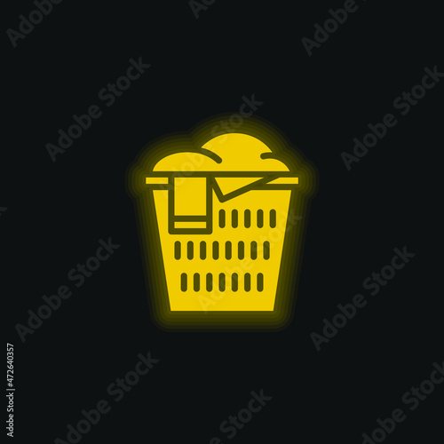 Basket yellow glowing neon icon