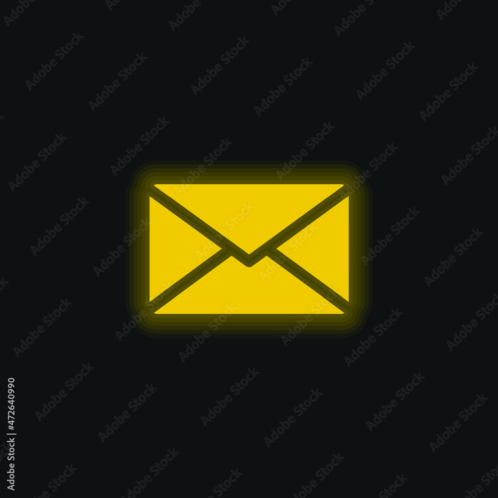 Black Envelope yellow glowing neon icon Black Envelope yellow glowing neon icon