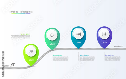 Timeline infographic business abstract background  template with 4 step