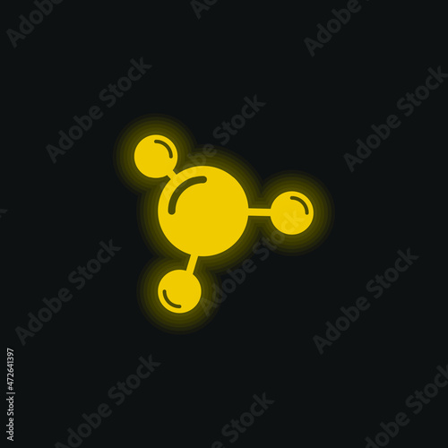 3 Molecules yellow glowing neon icon
