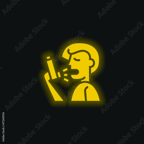 Asthma yellow glowing neon icon