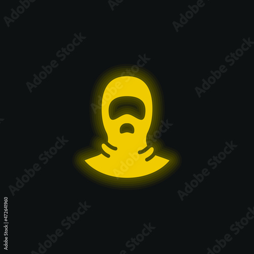 Balaclava yellow glowing neon icon