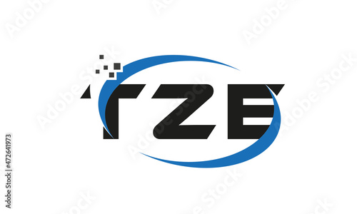 dots or points letter TZE technology logo designs concept vector Template Element
