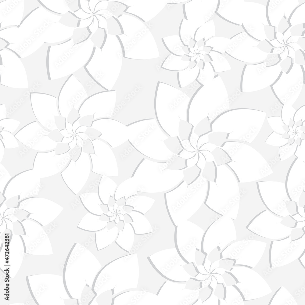 Geometry abstract white flower paper cut seamless pattern.