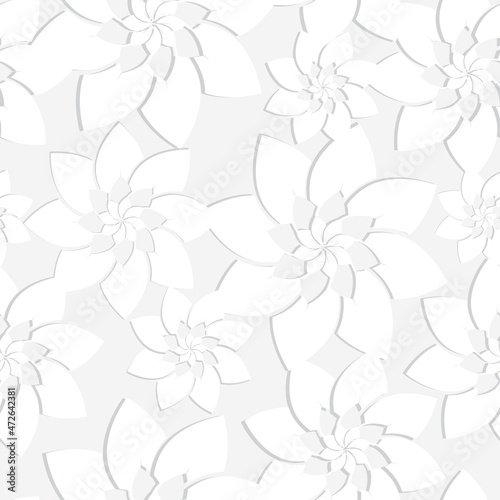 Geometry abstract white flower paper cut seamless pattern.