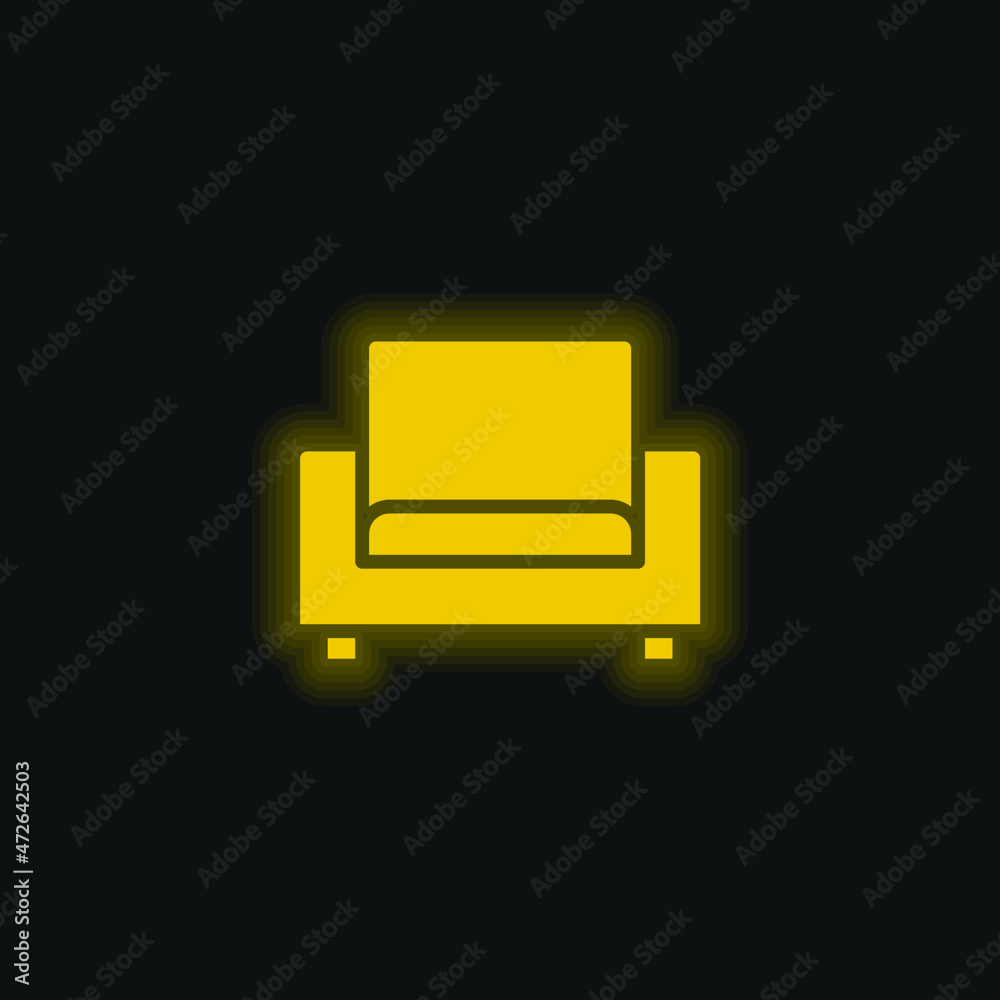 Armchair yellow glowing neon icon Armchair yellow glowing neon icon