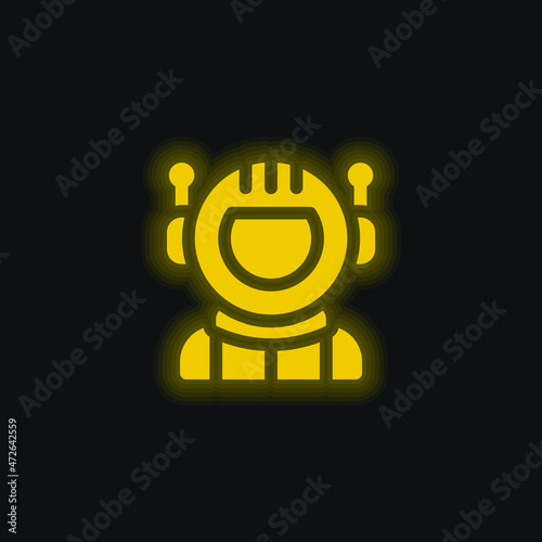 Astronaut yellow glowing neon icon