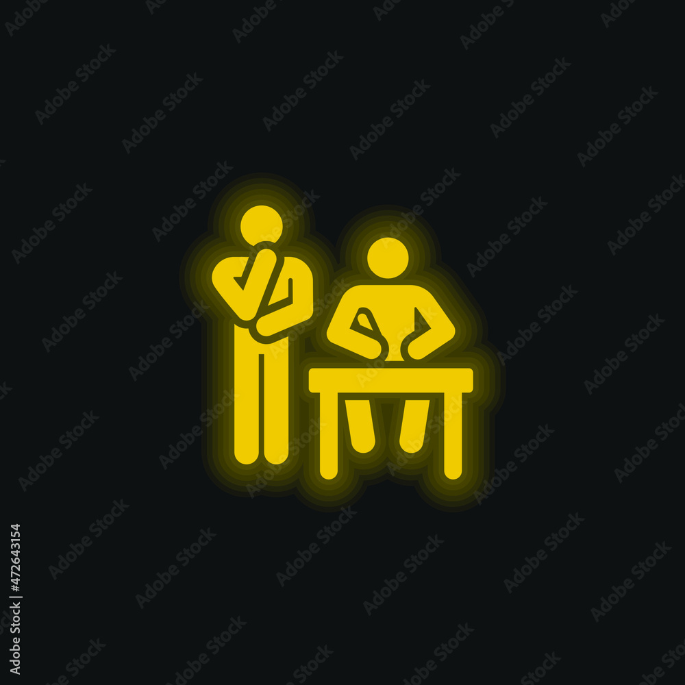 Brainstorming yellow glowing neon icon Brainstorming yellow glowing neon icon