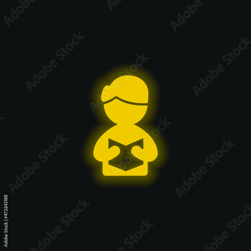 Book yellow glowing neon icon