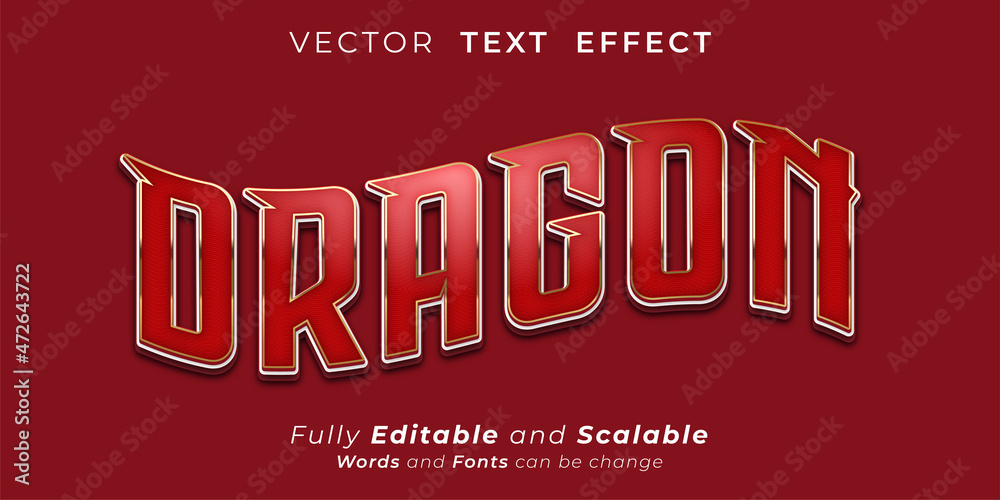 Dragon Text effect, Editable 3d text style