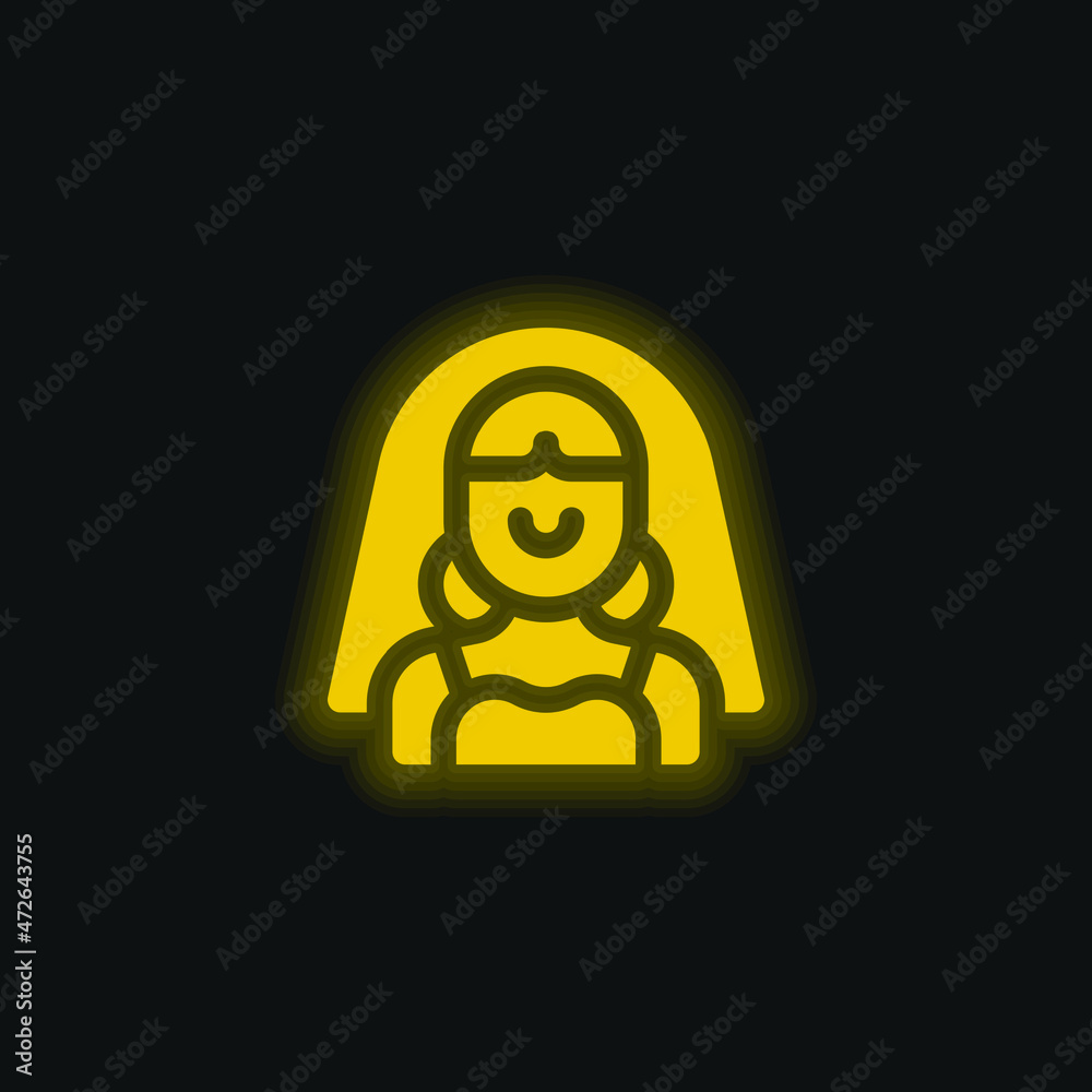 Bride yellow glowing neon icon Bride yellow glowing neon icon