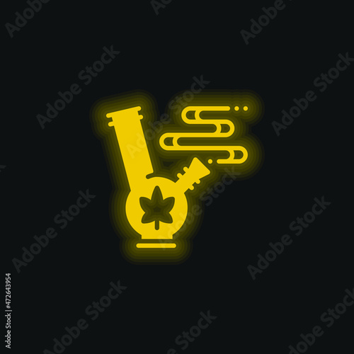 Bong yellow glowing neon icon