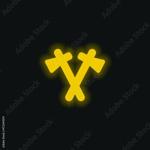 Axes yellow glowing neon icon