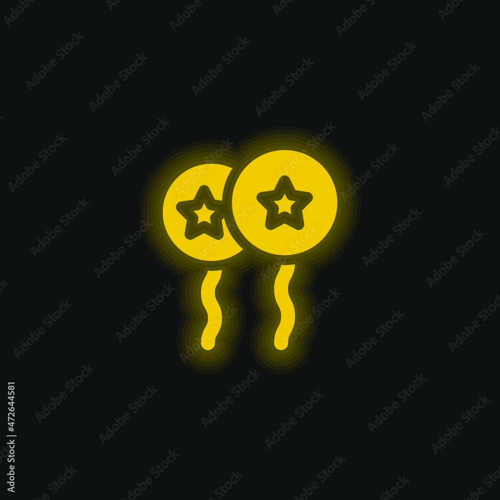 Balloons With Star yellow glowing neon icon Balloons With Star yellow glowing neon icon