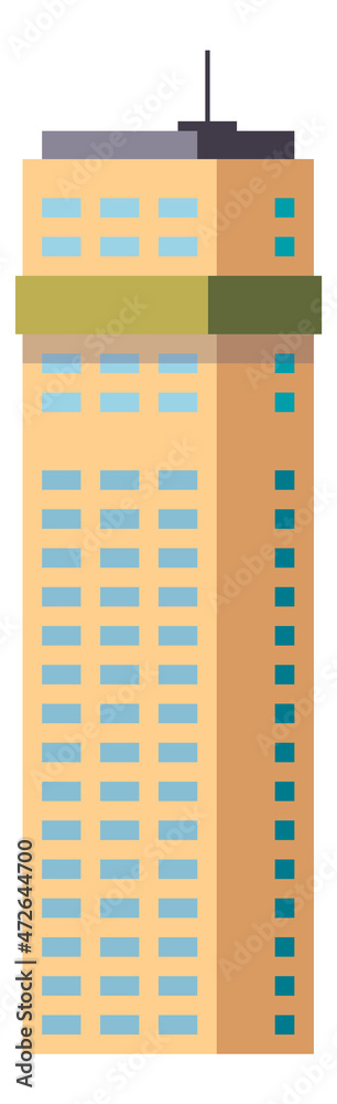 Downtown real estate icon. High city building exterior Downtown real estate icon. High city building exterior