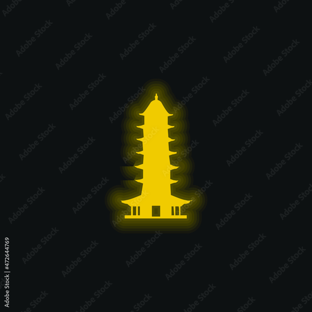 Auspicious Light Pagoda yellow glowing neon icon Auspicious Light Pagoda yellow glowing neon icon