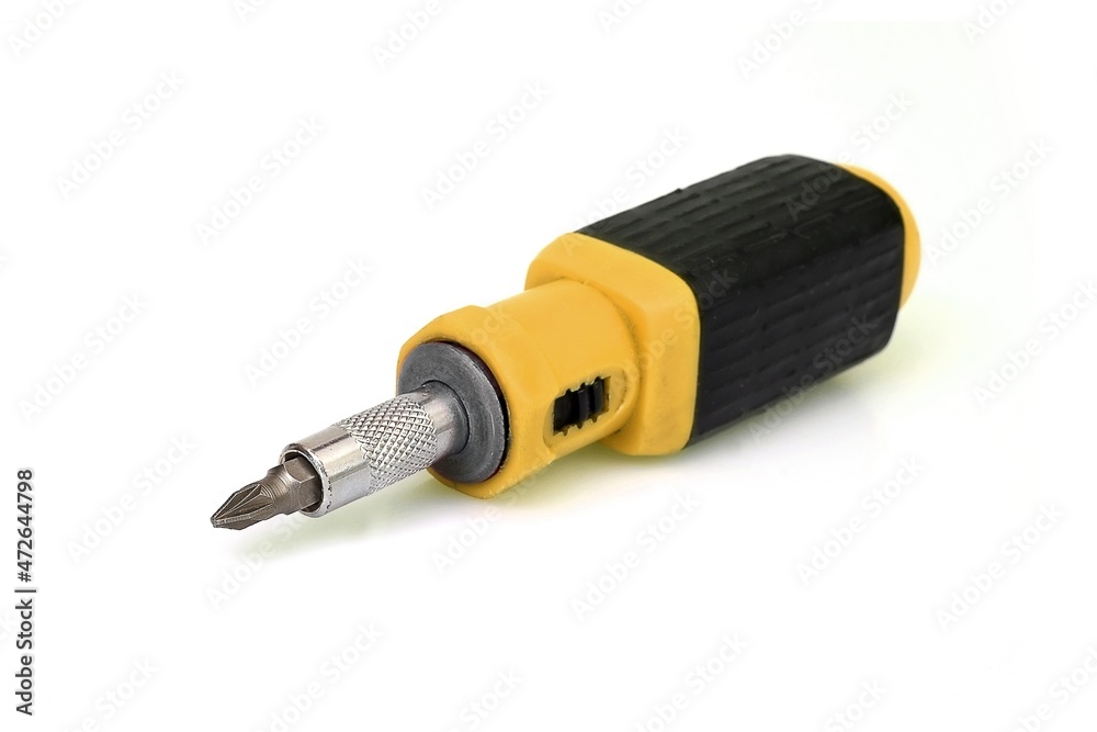 Hand tools for repair and installation: screwdriver isolated on a white background Hand tools for repair and installation: screwdriver isolated on a white background