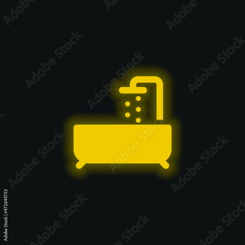 Bathtube yellow glowing neon icon