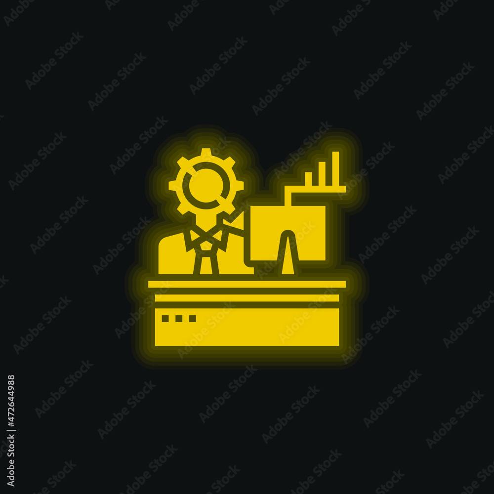 Analysis yellow glowing neon icon