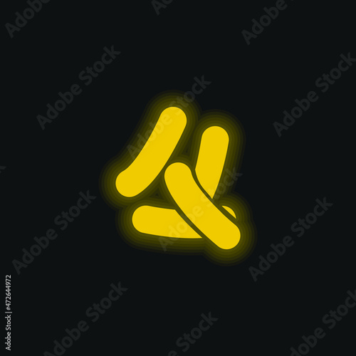 Bacteria yellow glowing neon icon