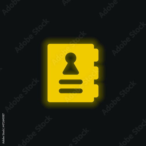 Agenda yellow glowing neon icon