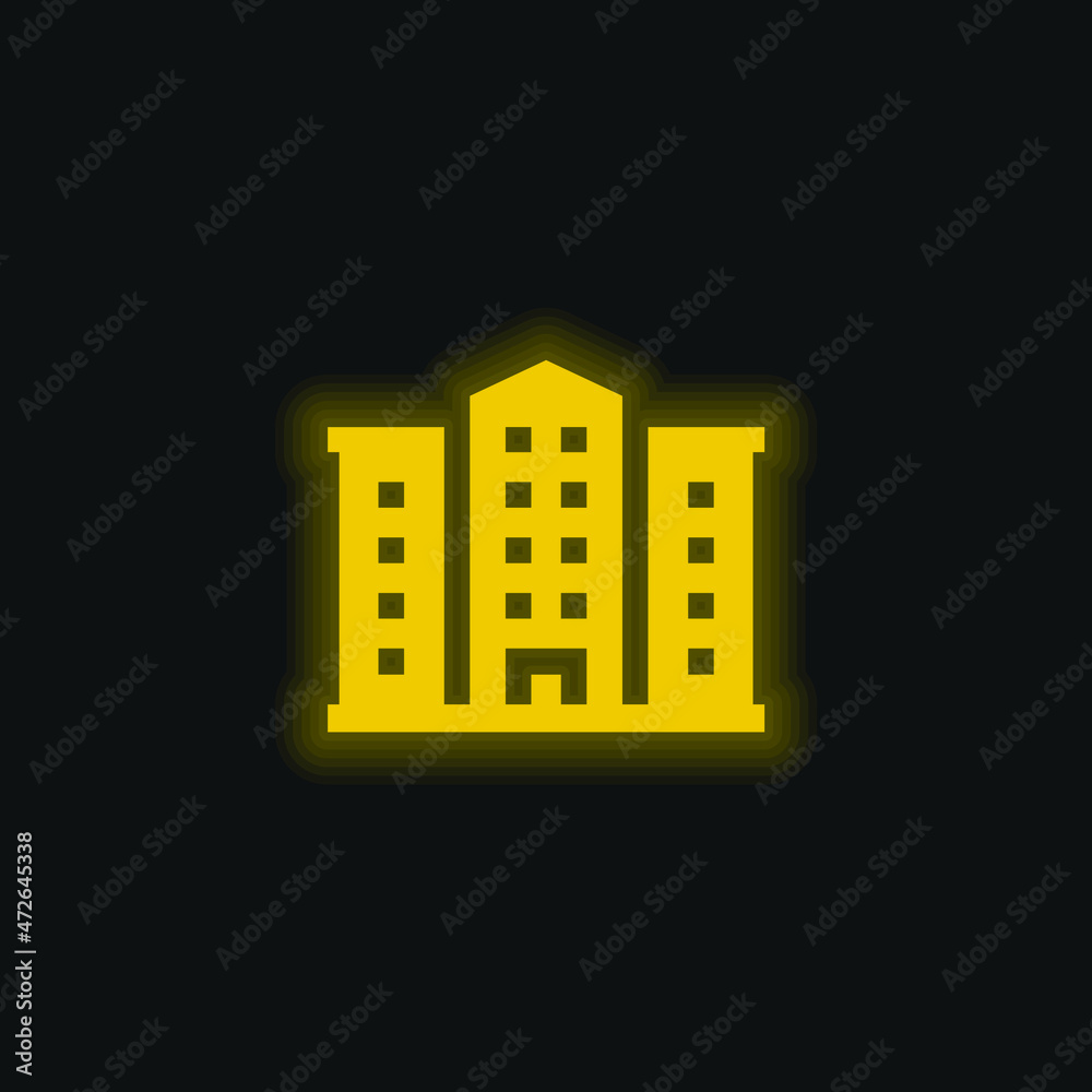 Apartment yellow glowing neon icon Apartment yellow glowing neon icon