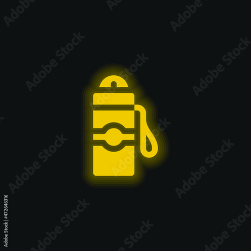 Bottle yellow glowing neon icon