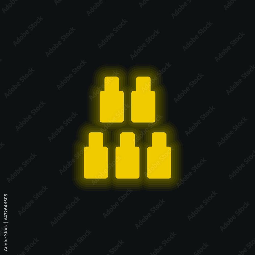 Bottles Game yellow glowing neon icon