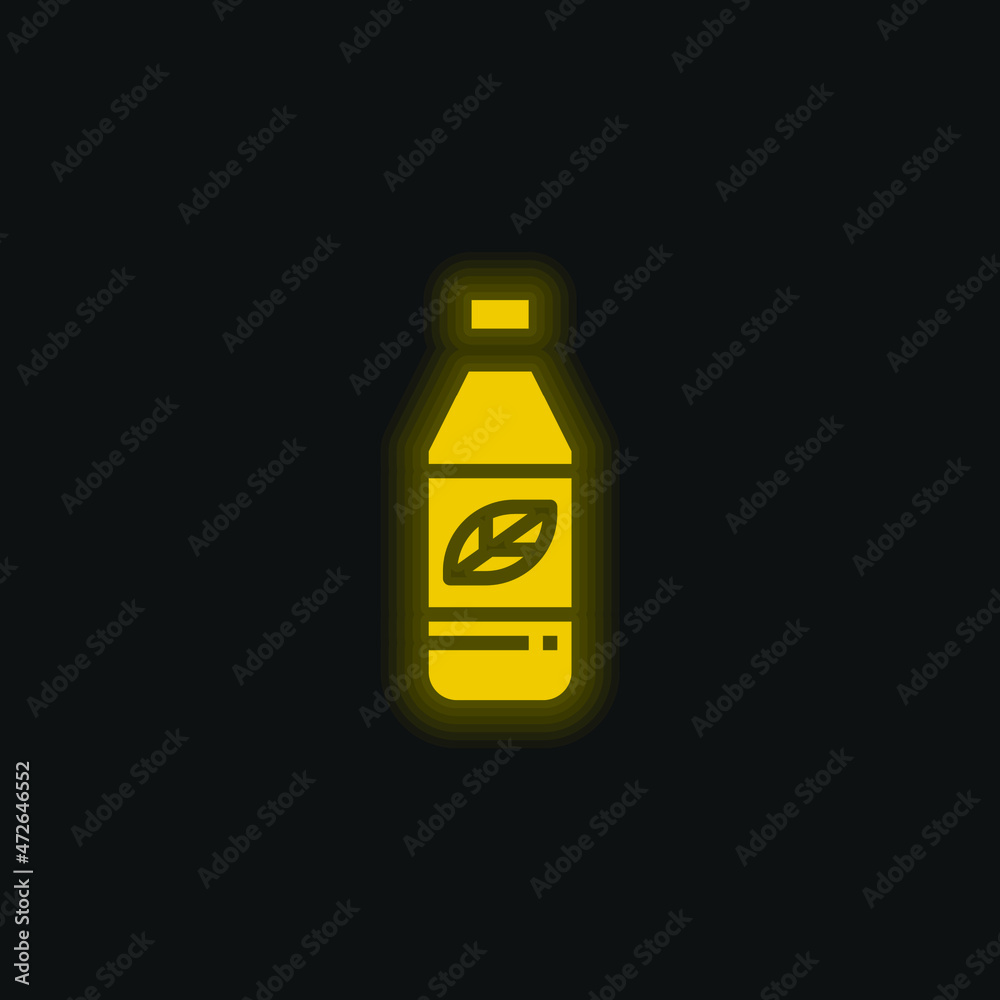 Bottle yellow glowing neon icon Bottle yellow glowing neon icon