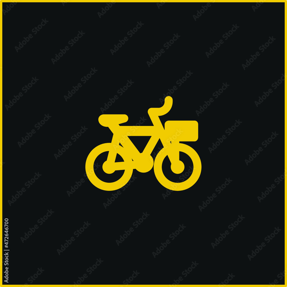 Bicycle yellow glowing neon icon