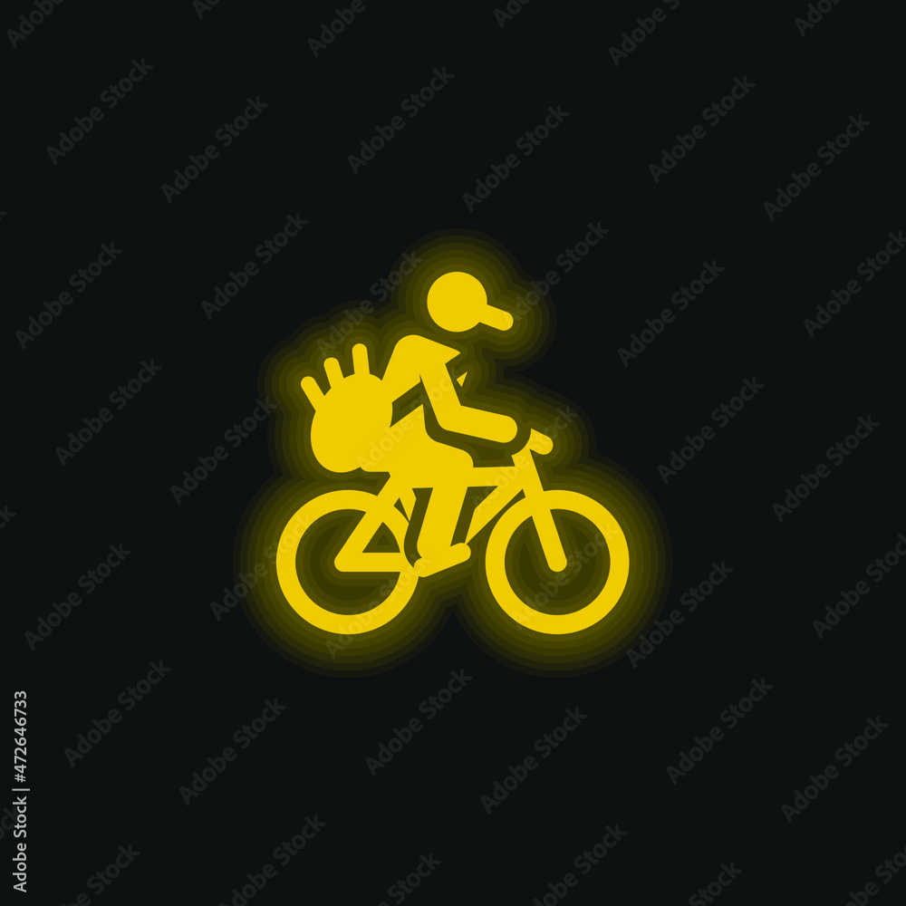 Bicycle yellow glowing neon icon Bicycle yellow glowing neon icon