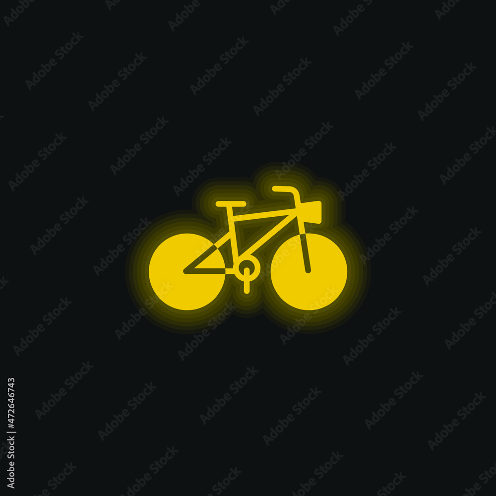 Bicycle yellow glowing neon icon Bicycle yellow glowing neon icon