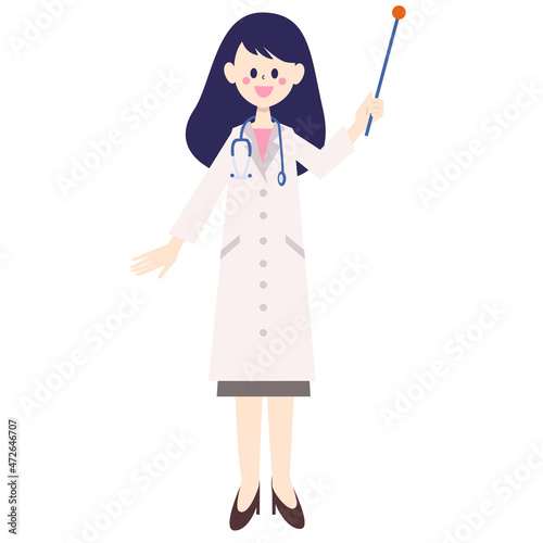 指示棒を手に持った女性医師
