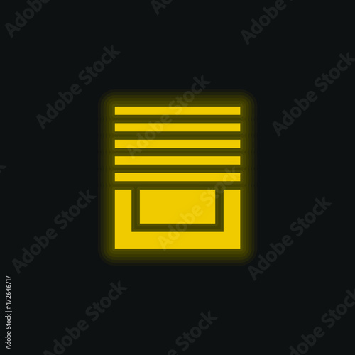 Blinds yellow glowing neon icon