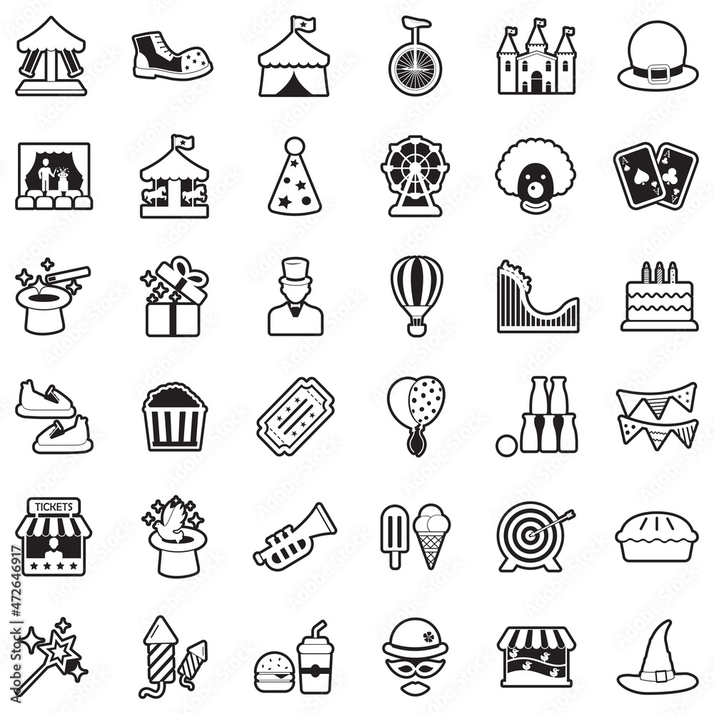 © andrej - Amusement Park Icons. Line With Fill Design. Vector Illustration. © andrej - Amusement Park Icons. Line With Fill Design. Vector Illustration.