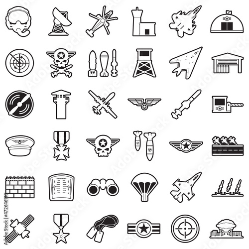Air Force Icons. Line With Fill Design. Vector Illustration.