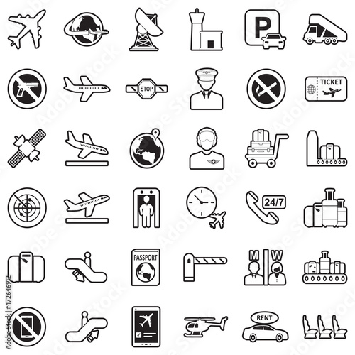 Airport Icons. Line With Fill Design. Vector Illustration.