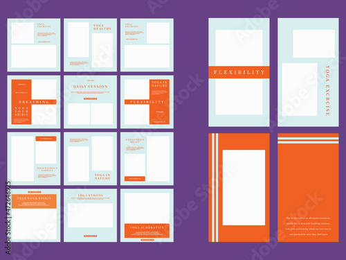template instagram feed for yoga business, fitness or gymnastic