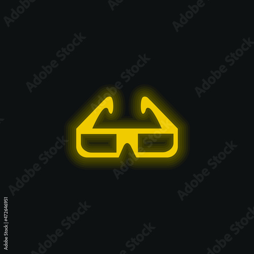 3D Glasses yellow glowing neon icon
