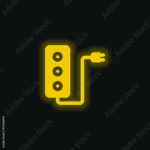 Adaptor yellow glowing neon icon