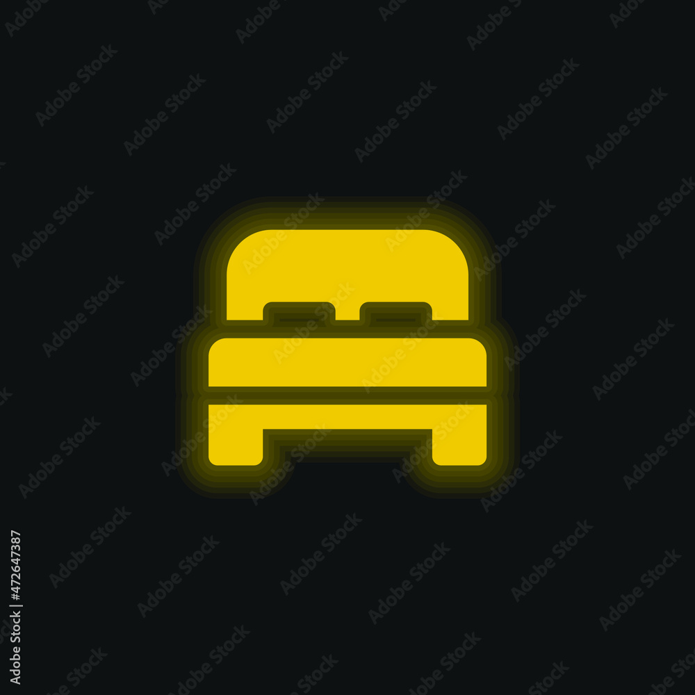Bed yellow glowing neon icon Bed yellow glowing neon icon