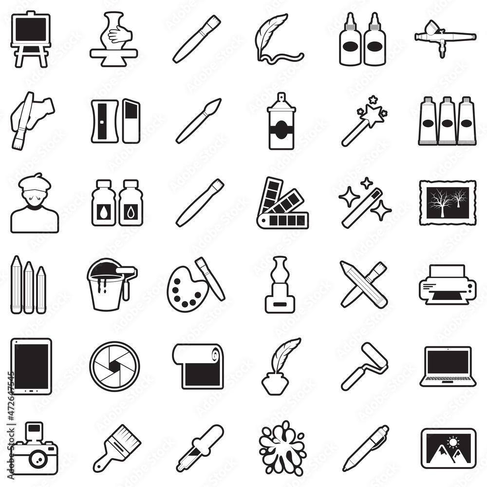 Art Studio Icons. Line With Fill Design. Vector Illustration. Art Studio Icons. Line With Fill Design. Vector Illustration.