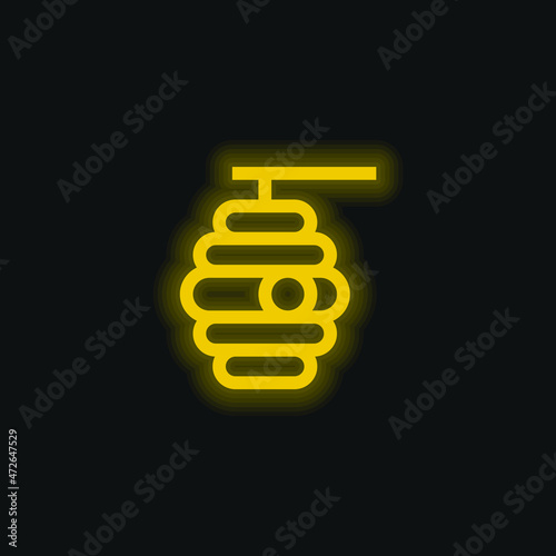 Bee yellow glowing neon icon