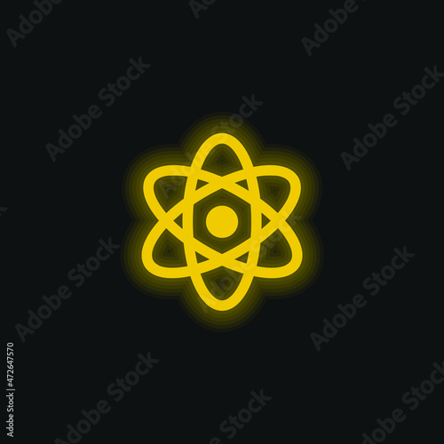 Atom yellow glowing neon icon