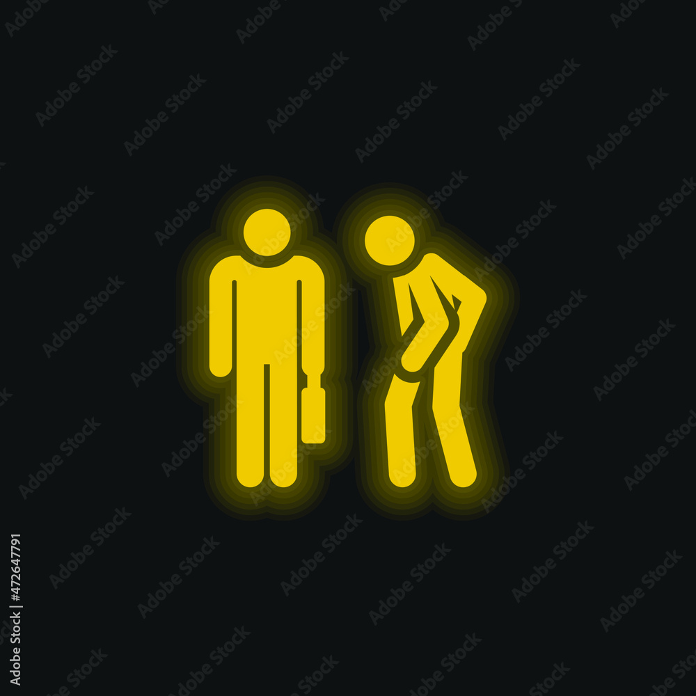Angry yellow glowing neon icon Angry yellow glowing neon icon
