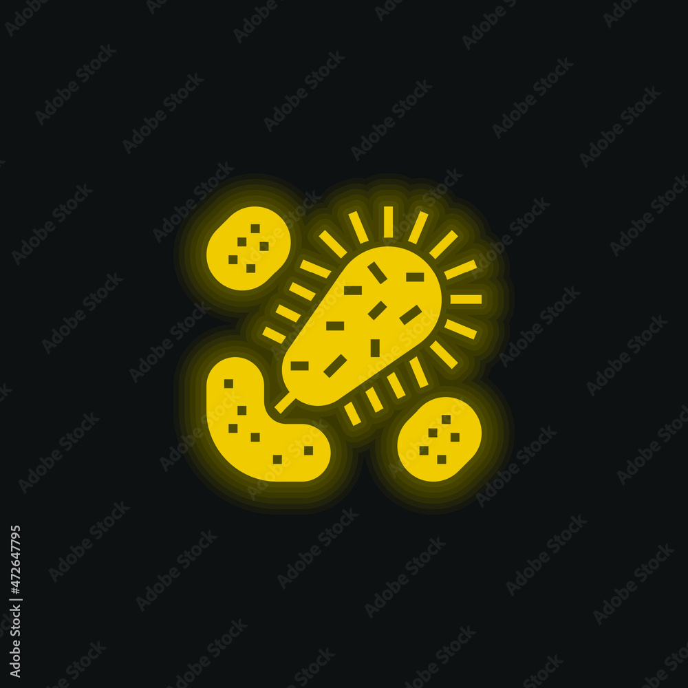 Fototapeta premium Bacteria yellow glowing neon icon