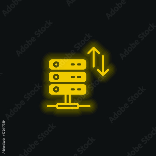 Bandwidth yellow glowing neon icon