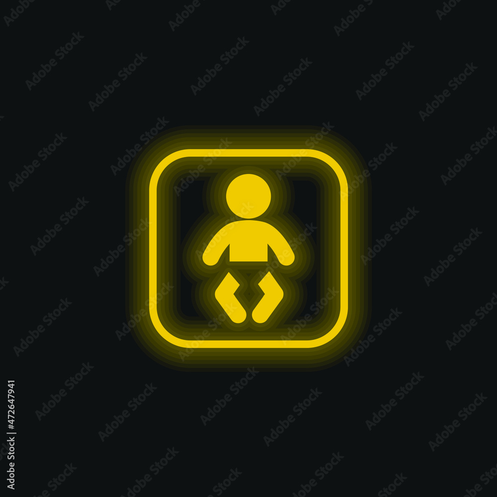 Baby Zone yellow glowing neon icon Baby Zone yellow glowing neon icon